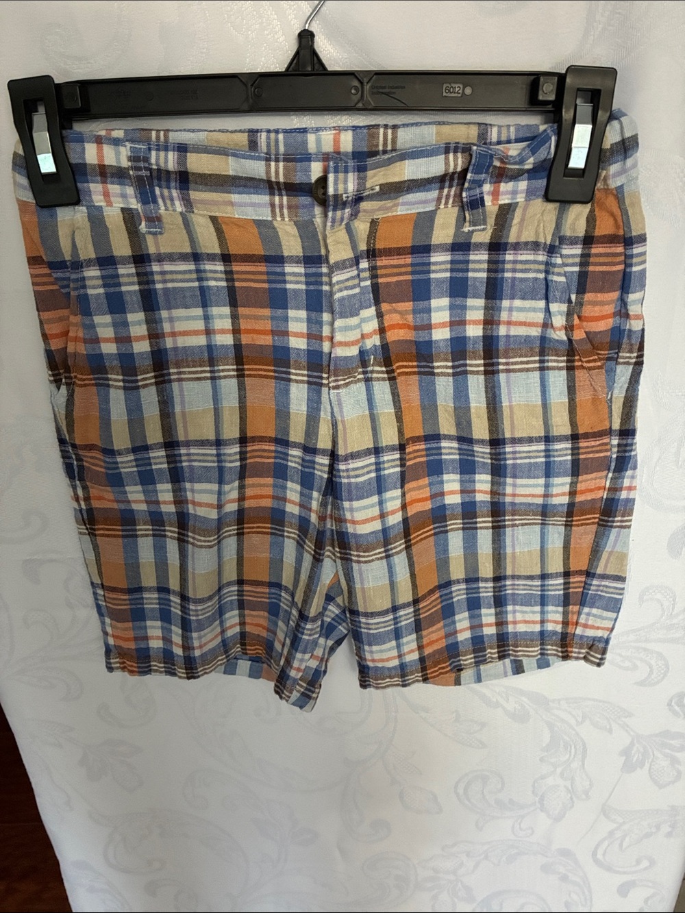 Janie and Jack Blue Orange Cream Plaid Kids Shorts